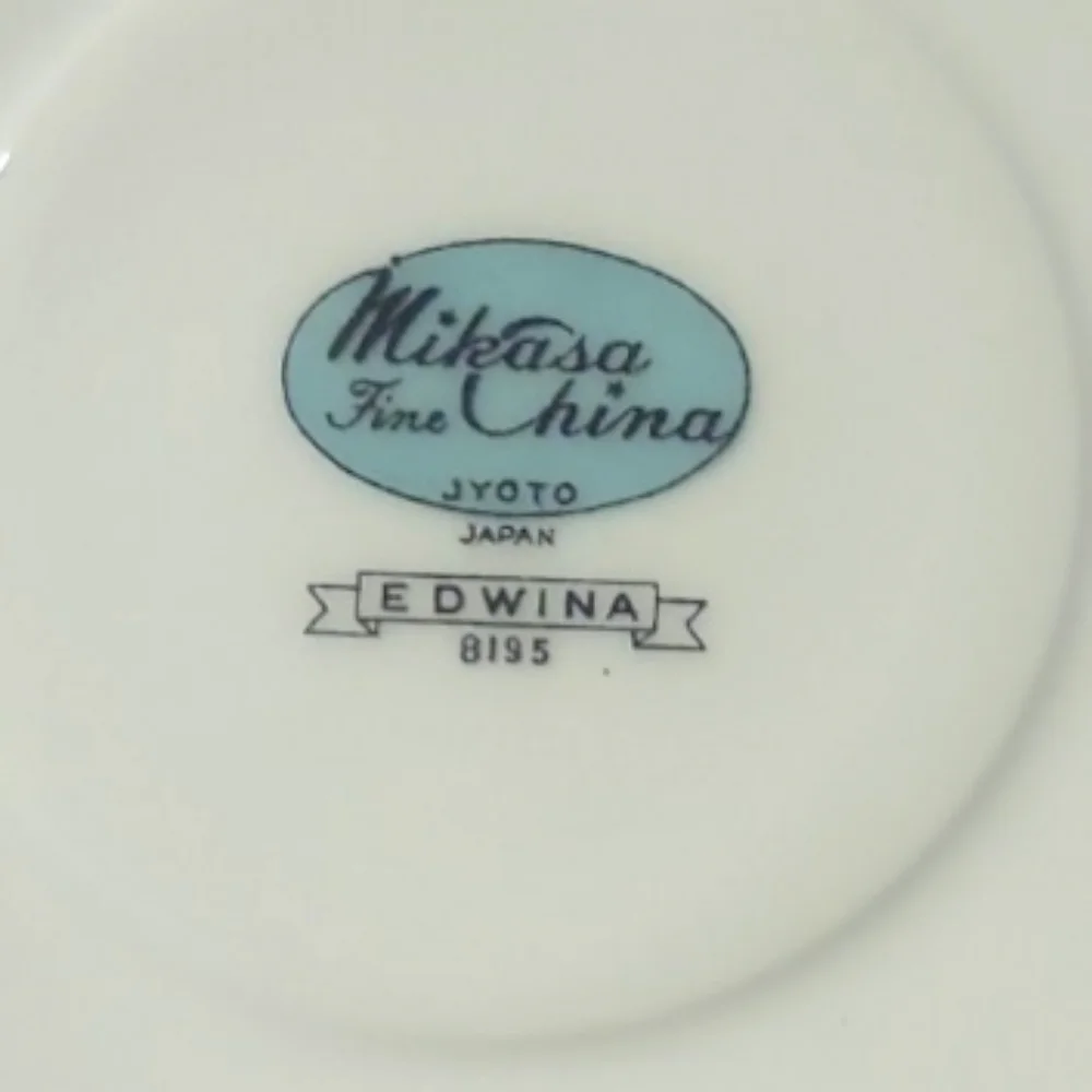 Vtg Mikasa Fine China Edwina Floral Platinum Rim Saucer #8195 Jyoto Japan